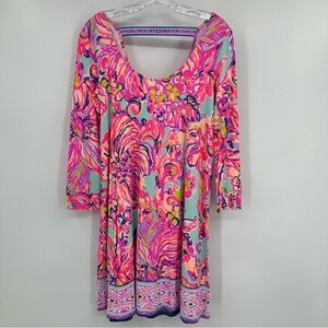 Lilly Pulitzer NWT Emma Dress Big Escapade Engineered Knit Serene Blue Size S